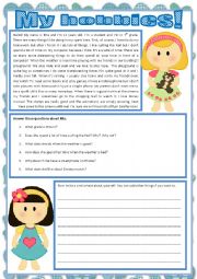 English Worksheet: My hobbies!