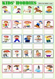 English Worksheet: kids hobbies
