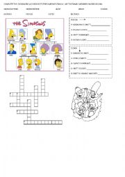 English Worksheet: Simpsons family crossword