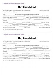 English Worksheet: Past Tenses