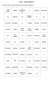 English Worksheet: Game about Present Continuos