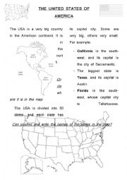 English Worksheet: USA reading