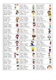 English Worksheet: Personal Information Speaking Cards