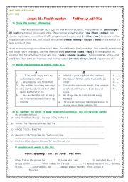 English Worksheet: Family matters