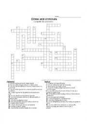 English Worksheet: Crime crossword
