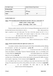 English Worksheet: 9 Smester 2 Test 1