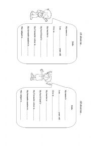 English Worksheet: all about me