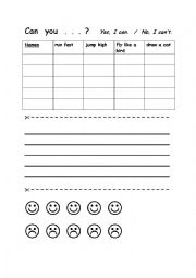 English Worksheet: Can you? Speaking - writing activity