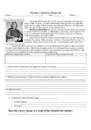 English Worksheet: nicolas copernico