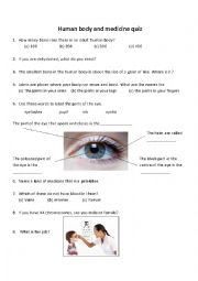 English Worksheet: Human Body and Medicine Quiz