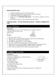 English Worksheet: Friendship Recipe Worksheet