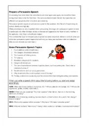 English Worksheet: Persuasive Speech