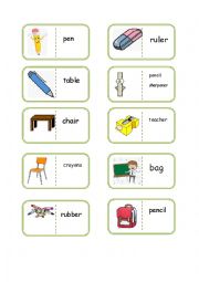 English Worksheet: Classroom objectes domino
