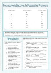 English Worksheet: Possessives - Adjectives and Pronouns
