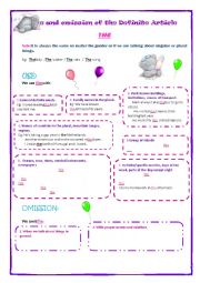 English Worksheet: Use and omission of the definite article