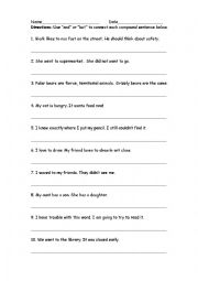 English Worksheet: Compound Sentences