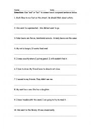 English Worksheet: Compound Sentences
