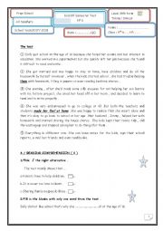 English Worksheet: 9th end of semester 1 test 2017/2018