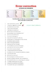 English Worksheet: Pronoun error correction