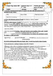 English Worksheet: mid-semester2 test 1 Tunisian pupils 9th form