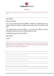 English Worksheet: Pen Pal activity