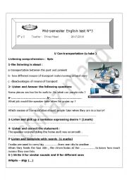 English Worksheet: mid semester test 2