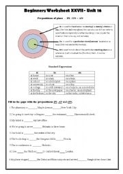 English Worksheet: IN-ON-AT