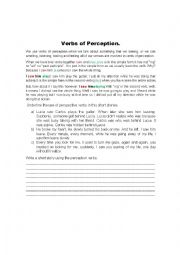 English Worksheet: Perception Verbs