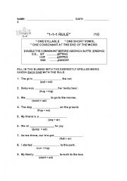 English Worksheet: 1-1-1 Rule 2