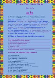 English Worksheet: The verb to be