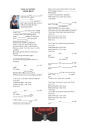 English Worksheet: Lose my number song - James Blunt (SIMPLE PAST)