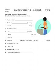 English Worksheet: introducing verb to be verb to have and present simple