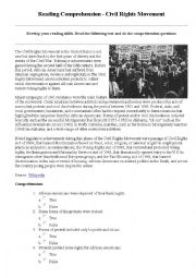 English Worksheet: the civil Right Movement