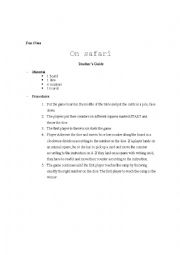 English Worksheet: On safari