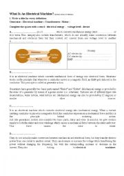 English Worksheet: Elctrical Machines