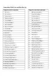English Worksheet: Contractions With Is/Are and Have/Has Got