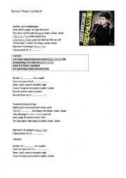 English Worksheet: Runnin Adam Lambert worksheet
