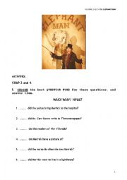 English Worksheet: Elephant Man Reading comprehension activities