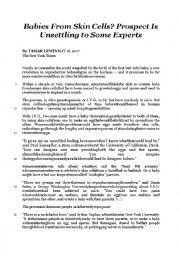 English Worksheet: Babies from skin cells