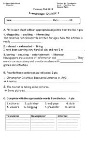 English Worksheet: Language quiz