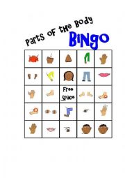 English Worksheet: bingo parts of the body