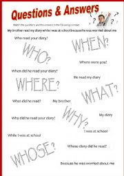 English Worksheet: QUESTIONS & ANSWERS