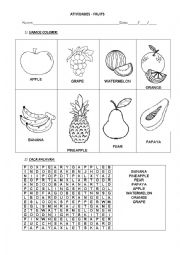 English Worksheet: Fruits word game