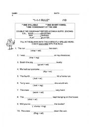English Worksheet: 1-1-1 Rule 3