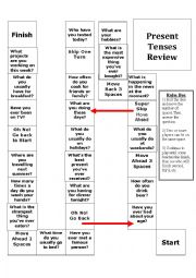 English Worksheet: Present Tenses Board Game