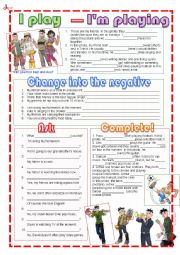 English Worksheet: I play - Im playing