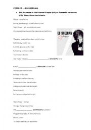 English Worksheet: Perfect (Ed Sheeran)