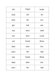 English Worksheet: Bingo irregular verbs