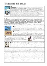 English Worksheet: Endangered Species, Environmental Issues