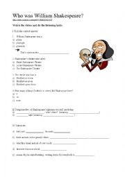 English Worksheet: Shakespeare youtube video viewing/listening 